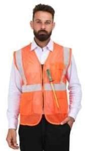 Polyester Orange Safety Reflective Vest Jacket,