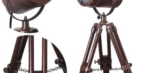 Antique Vintage Table Spotlight with Adjustable Tripod