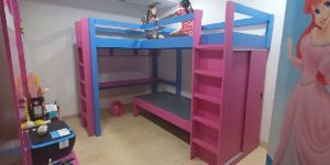 bunk bed & study table with stairs