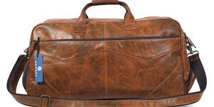 Brown Genuine Buffalo Leather Travel Duffle Bag