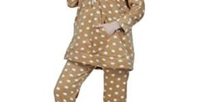 Ladies Brown Woolen Polka Dot Hoodie Night Suit