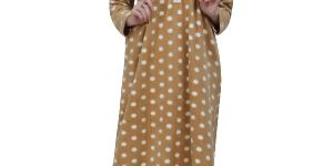 Polka Dot Printed Woolen Hooded Nighty