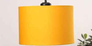 Yellow Cotton Drum Hanging Lamp
