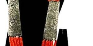 Orange Double Oxidized Pendant Beads Mala