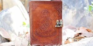 Leather Bound Journal Diary with Antique Vintage Lock Key