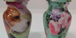White Metal Cremation Urn Set