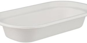 1000 Pieces Biodegradable Hinged 16 Oz (470 Ml ) Oval Container Base Only - Natural Disposable