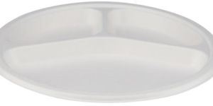 500 Pieces Biodegradable 3 Compartment 10 Inch Round Plate - Natural Disposable