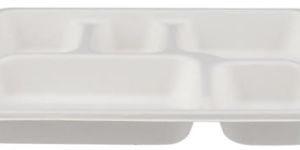 500 Pieces Rectangular Biodegradable 5 Compartment Meal Tray - Natural Disposable