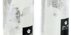 White Pillar Candle with Silver Foil Textured Finish Pack of 2