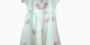 Kids Cotton Chikan Embroidered Frock