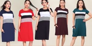 Womens Stripes below Knee Length T Shirts