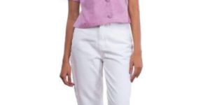 Ladies Pink Cotton Overlap Top