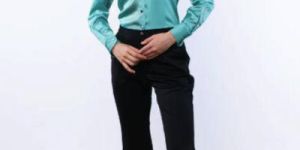 Ladies Silver Button Down Shirt