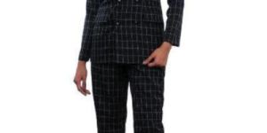 Ladies Stylie Black Cheque Blazer Co-ord Set