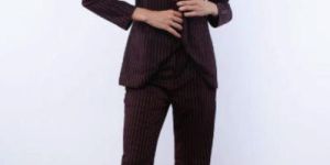 Ladies Tawny Stripe Blazer Co-ord Set