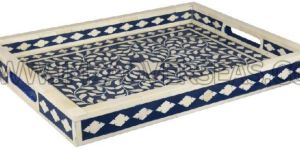 Rectangular Bone Inlay Serving Tray