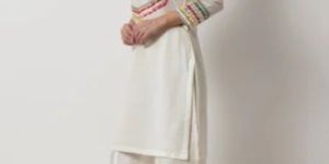 Ladies Charming Ivory Short Kurti