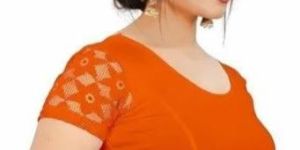 Ladies Orange Short Sleeves Blouse