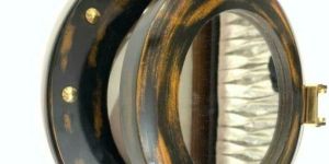 Alvi and Co Handmade Wooden Porthole Mirror Featuring Elegant Brass Knobs