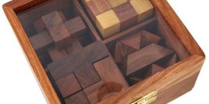 4 in 1 Handmade Wooden Puzzle Box Set