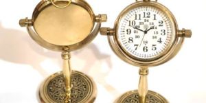 Alvi and Co Nautical Brass Handmade Rotatable Table Clock