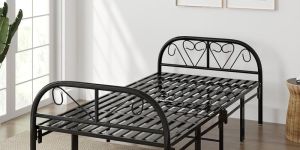 Foldable Metal Platform Bed Frame with Tool Free Setup,