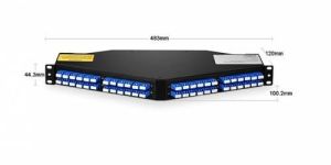 96 Fiber 1U Angled High Density Odf Patch Panel Loaded with 8 Nos Sm Os2 12 Fiber Mpo Lc Breakout