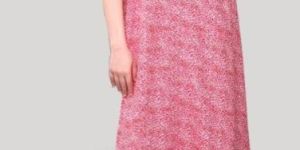 Printed Pink Ladies Rayon Nightgown