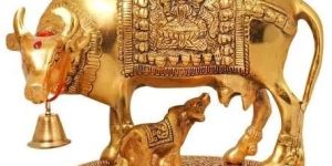 Kamdhenu Cow And Calf Metal Statue