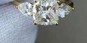 Cushion Cut Gold Diamond Solitaire Engagement Ring
