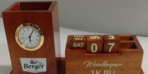 Wooden Calender with Watch