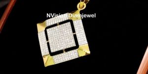 Natural Diamond Men's Pyrasquare Pendant