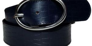 Women Genuine Textured Blue Leather Belt