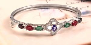 925 Sterling Silver Multi Stone Bangle