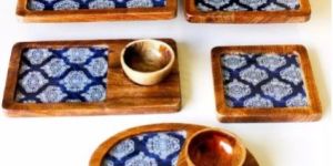 Indigo Pattern Platter Set of 7 Pcs