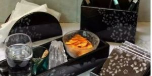 Midnight Blossom Wood Platter