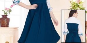 Ladies Blue Designer One Piece Dress