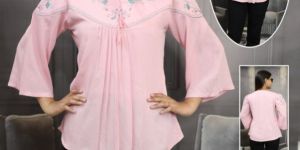 Ladies Pink Cotton Embroidered Top