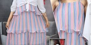 Ladies Striped One Piece Dress