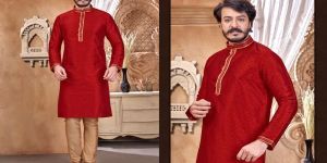 Pure Jacquard Cotton Kurta & Pyjam Set