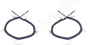 Blue Thread Silver Anklet