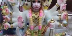 12 Inch Marble Panchmukhi Hanuman Statue