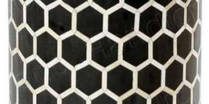 Round Resin Black Inlaid Stool