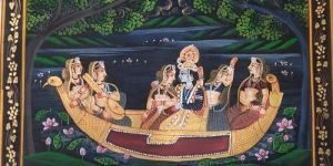 Radha Krishna Silk Painting