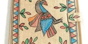 Peacock Printed Jute File Folder