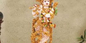 Marble Painted Krishna Ji Murti