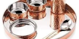 6 Pcs Copper Thali Set