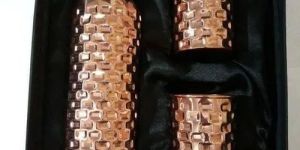 Hammered Copper Bottle with 2 Glass