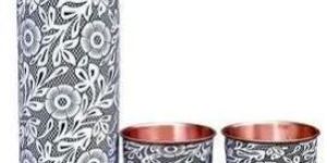 Printed Copper Bottle and Glass Set